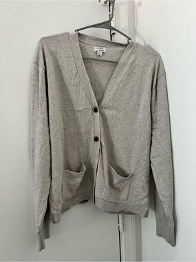 J. Crew Light Gray V-Neck Button Front Cardigan